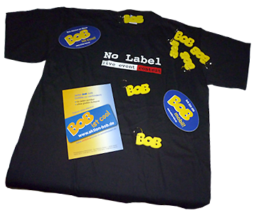 No Label T-Shirt mit BOB-Infos