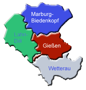 Karte der mittelhessischen Landkreise