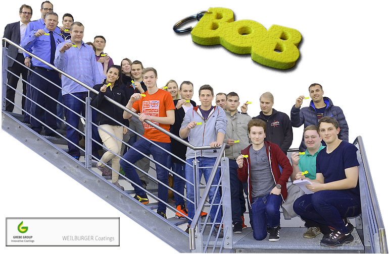 Die Teilnehmer des BOB-Workshop mit den Auszubildenden der Weilburger Coatings GmbH