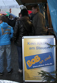 Werbung für die Aktion BOB auf dem Adventsmarkt in Buchenau