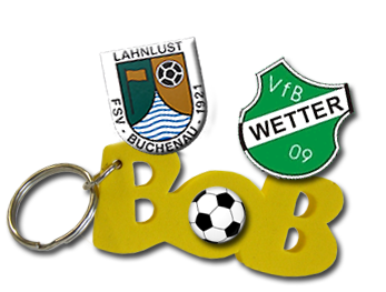 Logos FSV Buchenau und VfB Wetter mit dem BOB-Schriftzug mit Ball