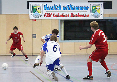 Spielszene in der Hinterlandhalle zwischen dem FSV Buchenau und dem FV Breidenbach