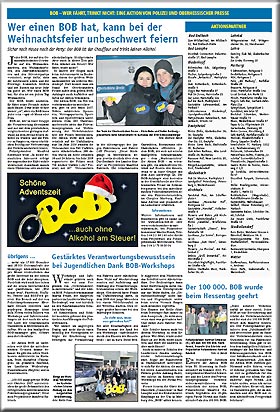 Sonderseite der Oberhessischen Presse zur "Aktion BOB" am 15.12.2010 
