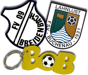 Logos des FSV Buchenau und dem FV Breidenbach mit dem BOB Schlüsselanhänger mit Fußball
