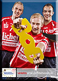 Drei handballer des TV Hüttenberg mit dem BOB-Logo