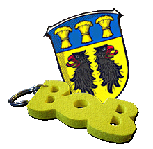 BOB-Schlüsselanhänge und Wappen der Stadt Karben